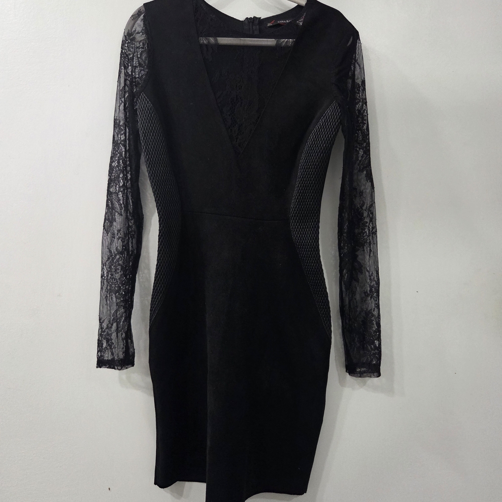 Zara Black Long Sleeve Lace Dress